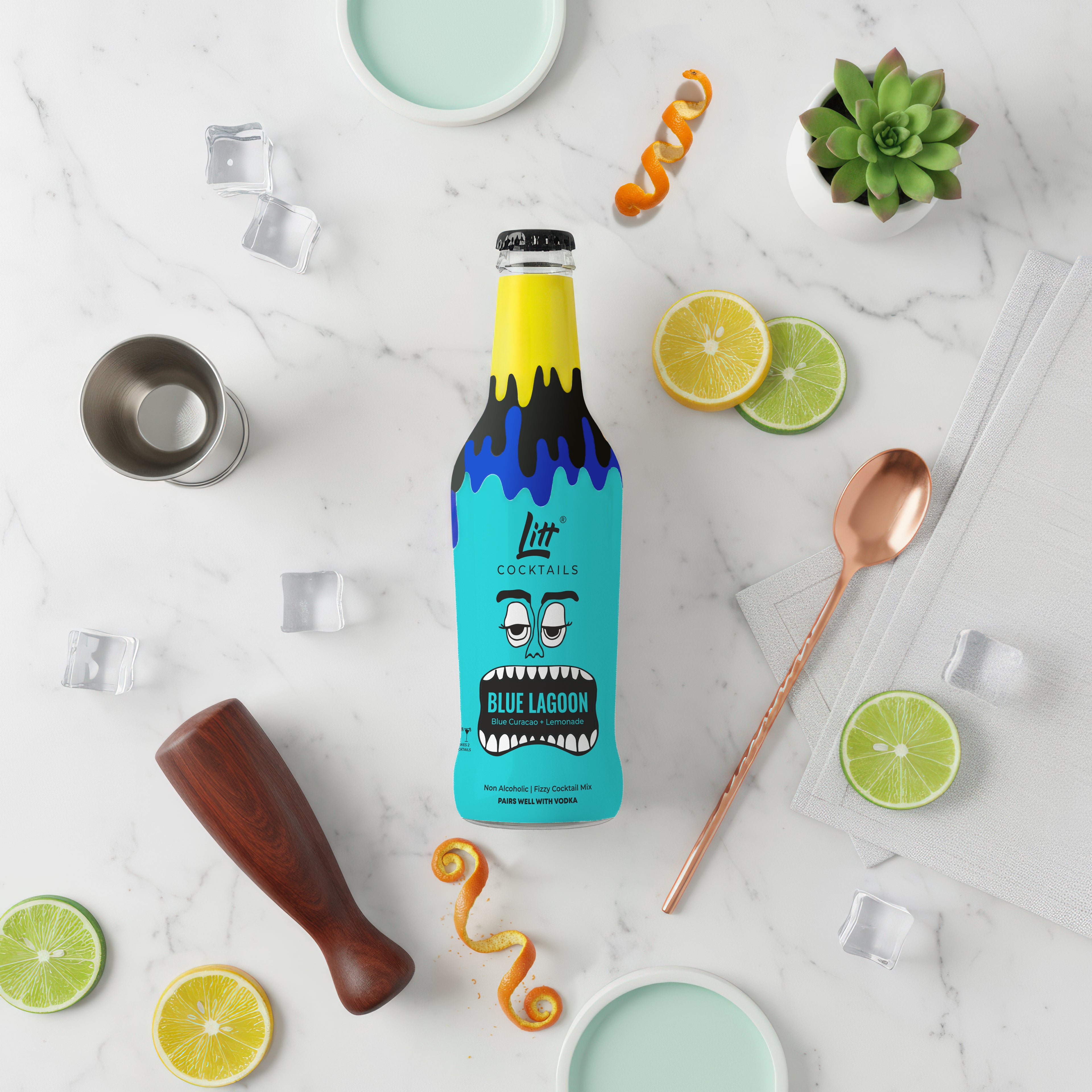 Blue Lagoon fizzy cocktail mixer Pack Of 4