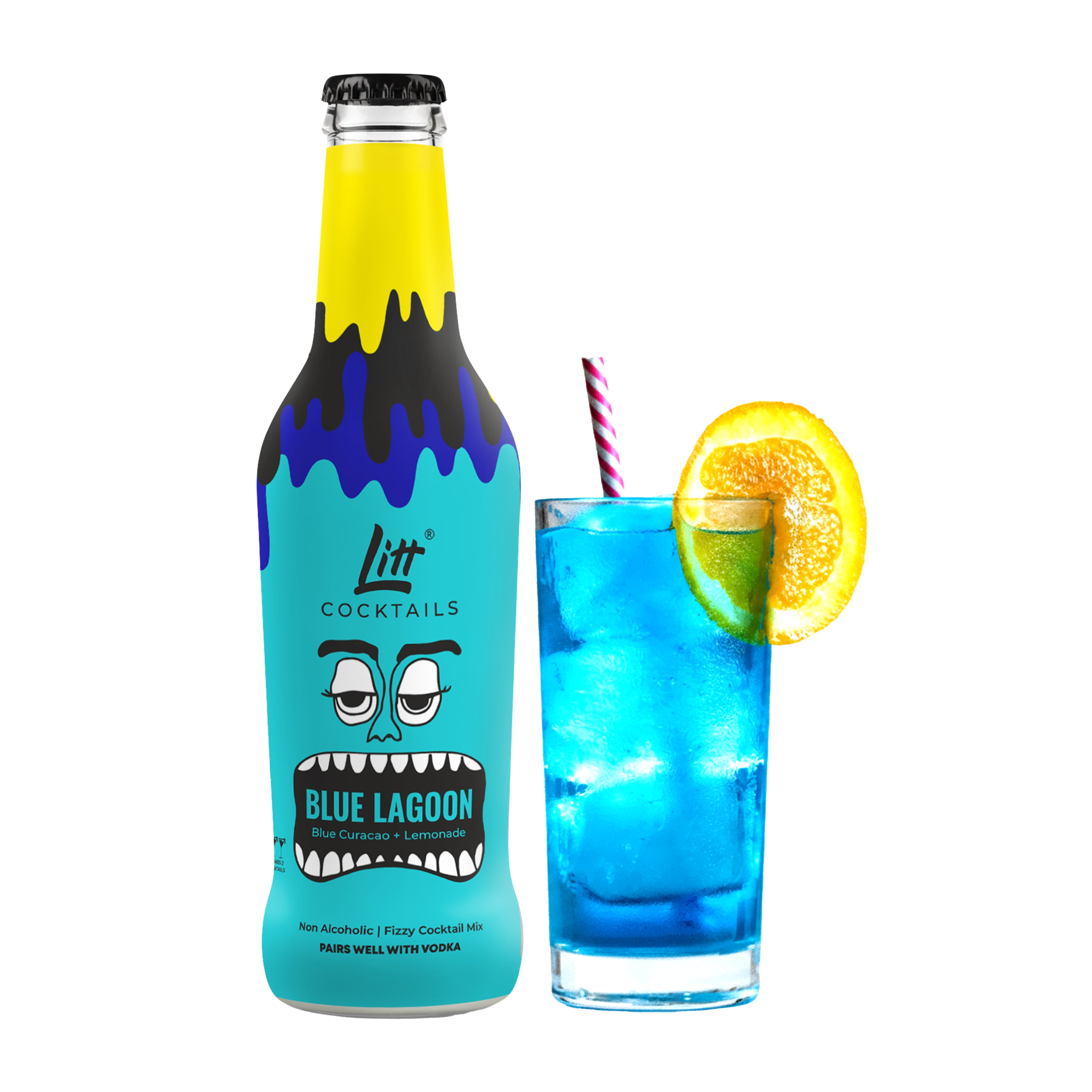 Blue Lagoon fizzy cocktail mixer Pack Of 4